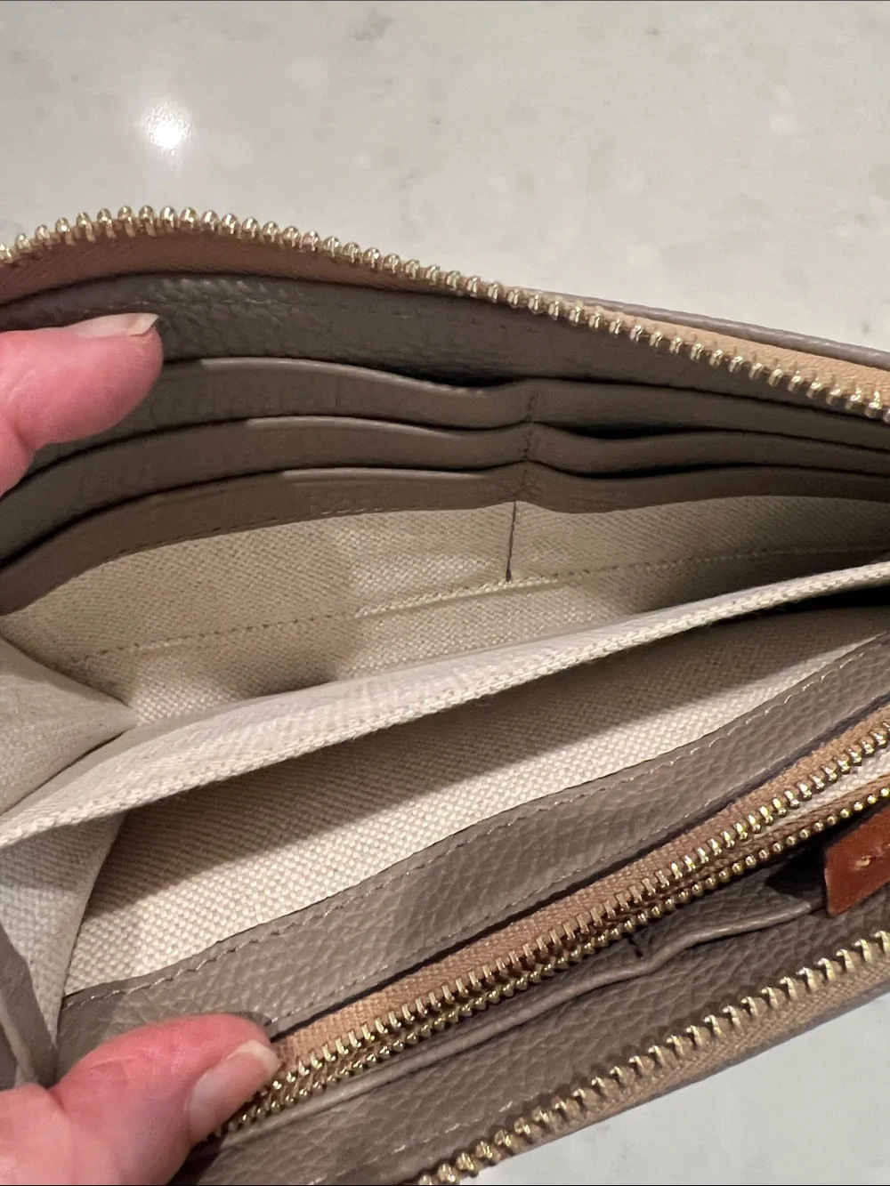 Dooney & Bourke Large Pebble Grain Wristlet Taupe